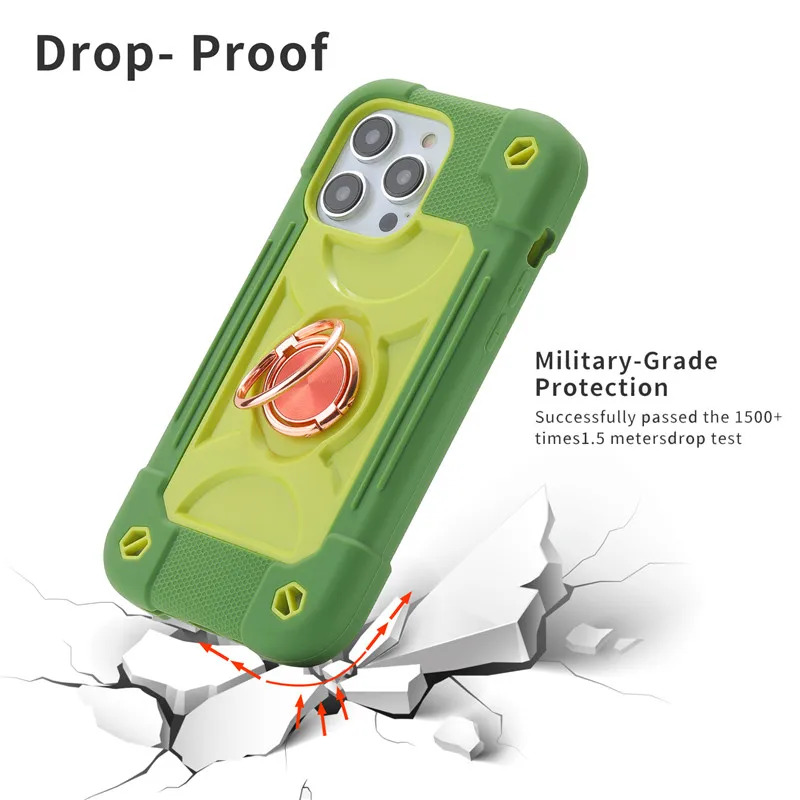 Colorful universal double ring stand Casing for iPhone 17 16 15 14 13 12 11 Pro Max 17PM 16Pro Hard Macaron Color Bumper Cover