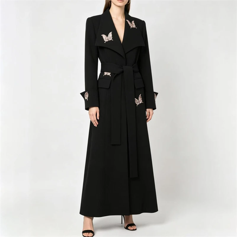 Fall New Arrival Glitter Butterfly Embellished Suit Jacket Y2K Style High Quality Women's Fashion Casual Loose Wide-Leg Coat