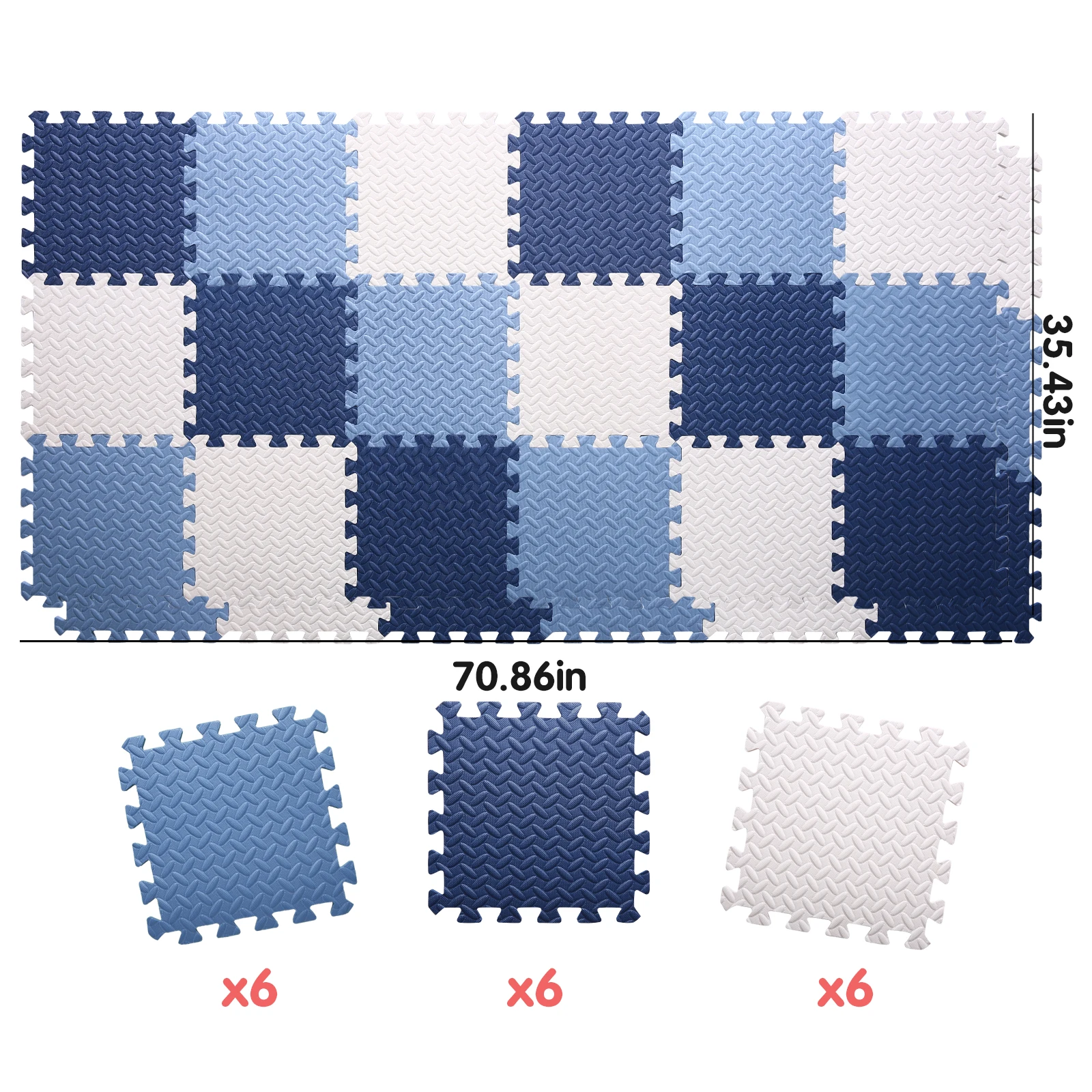 

0.4Inch/18pcs Play Mat Thick Square Puzzle Mat,30*30cm EVA Foam Play Mat for Children Room Activities with PVC Bag