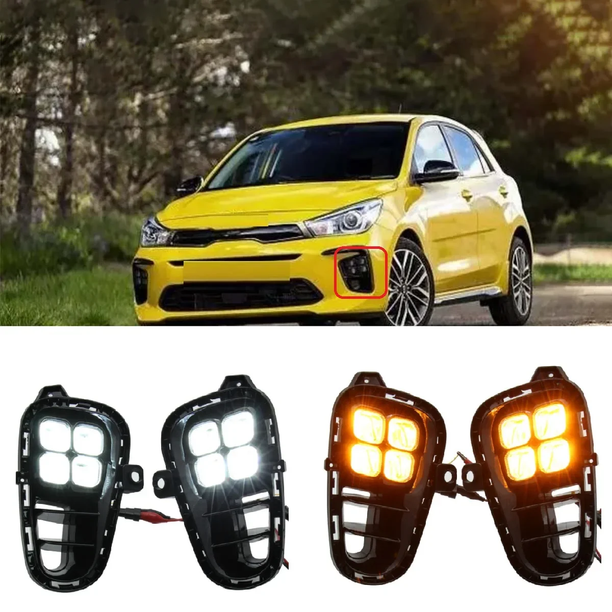 

LED Front Bumper Light Day Light Turn Signal Lamp for Kia KA K2 RIO 2018 2019 2020