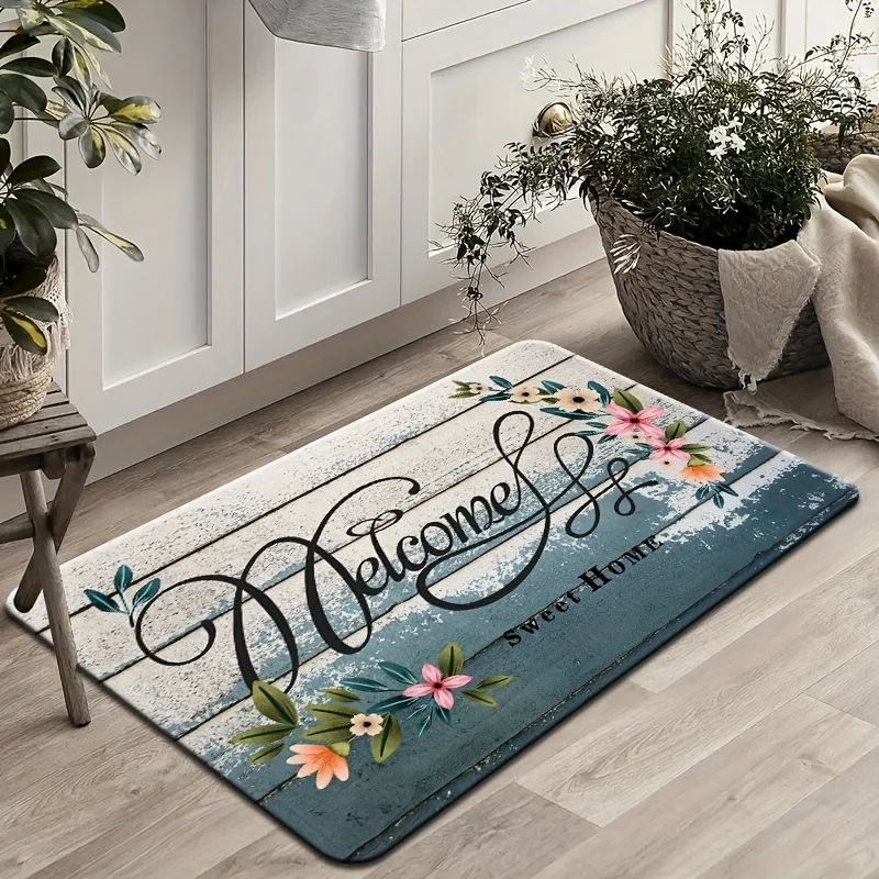 1pc Valentine's Day Festive , Chic Cartoon Flower Pattern Carpet, Hand Washable Floor Mat, Suitable For Kitchen Suppl