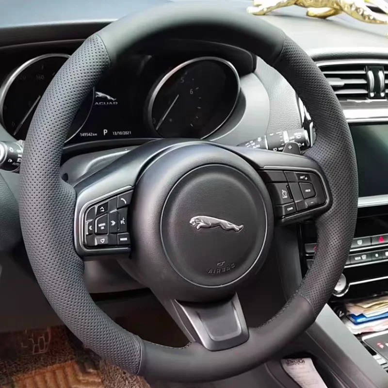 Hand Stitched carbon fibre suede non-slip Car Steering Wheel Cover For Jaguar XFL XE XJL F-PACE XKR E-PACE F-Type auto parts