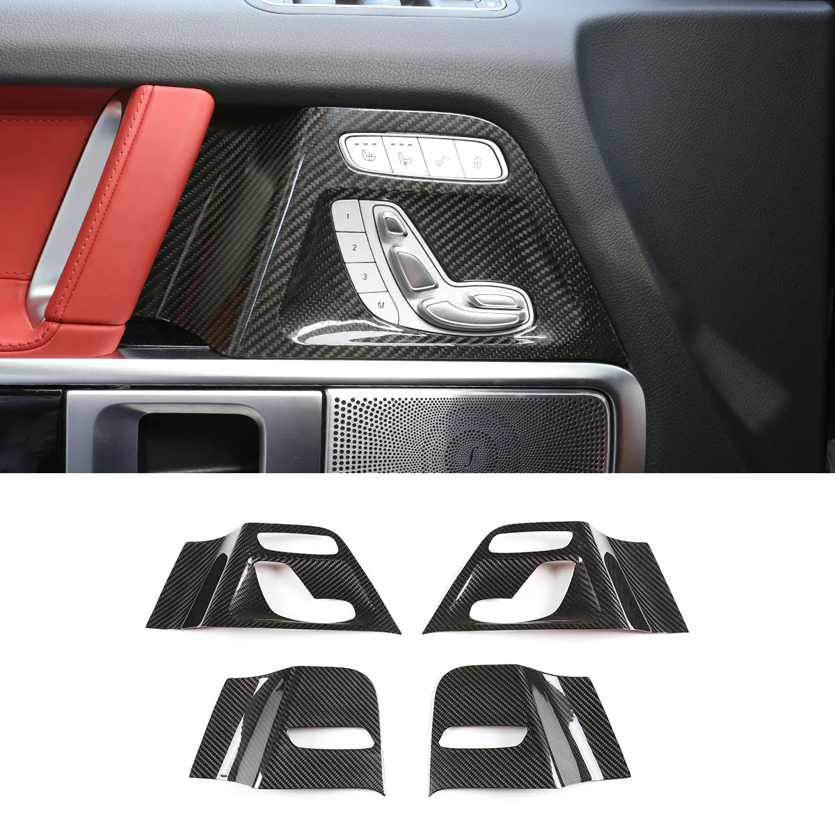 

For Mercedes-Benz G-Class W463 2019-2022 Car Seat Switch Panel Decorative Sticker Real Carbon Fiber Interior Accessories