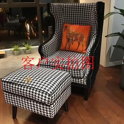 Neoclassical thousand bird grid single sofa American European tiger chair living room small apartment