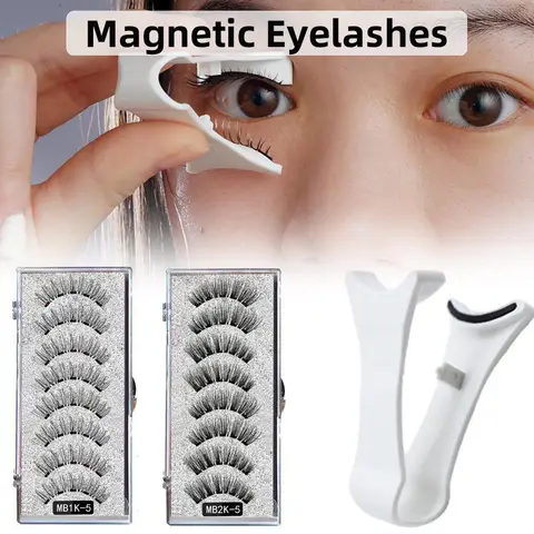 3D Natural Magnetic Eyelashes,With 5 Magnetic Lashes Shipping Box Eyelashes Handmade False Gift Reusable Support Drop Magne T6N2