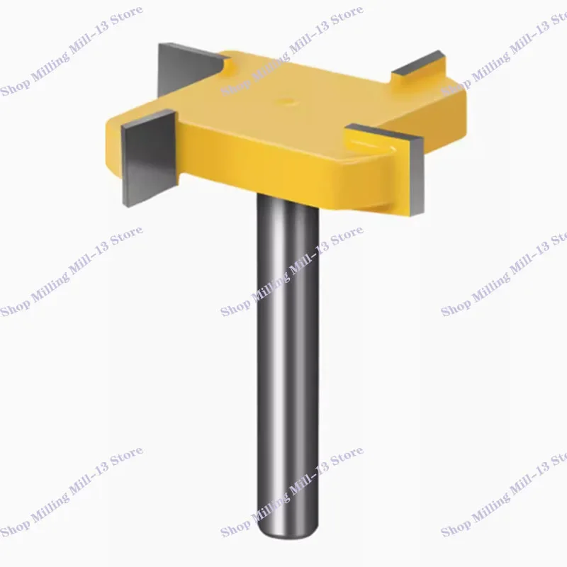 1pc 6.35mm 8mm 12.7mm Shank 4 Edge T Type Slotting Cutter Woodworking Tool Router Bits For Wood Industrial Grade Milling Cutter