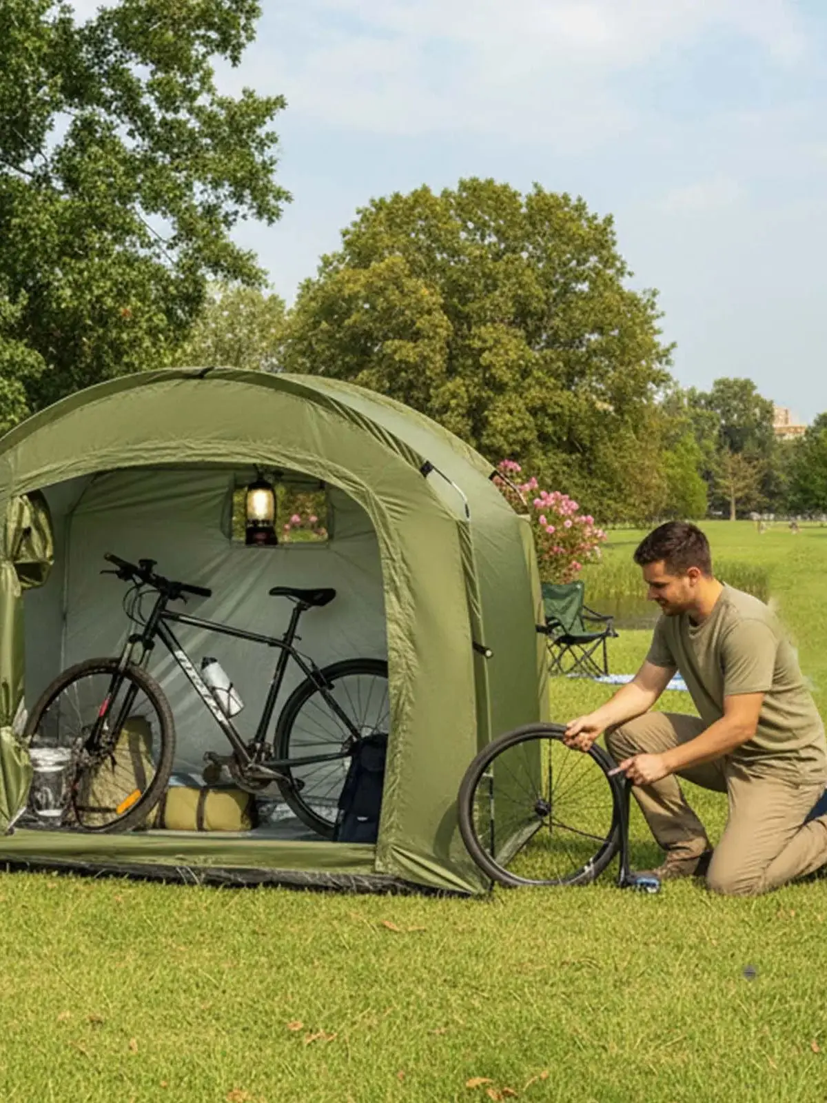 AliExpress NONE Portable Outdoor Bike Shelter Tent with Thickened Oxford Cloth Personal Protection Canopy for Travel Hiking And Cycling