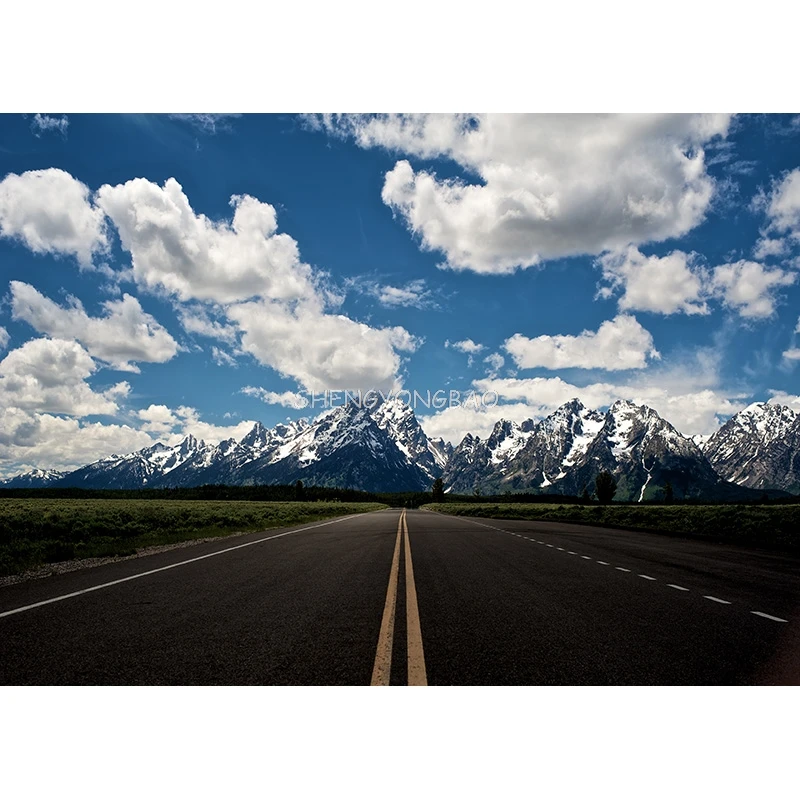 Highway Natural Scenery Photography Background Travel Landscape Vinyl Photo Backdrops Studio Props 2162 TKGL-03