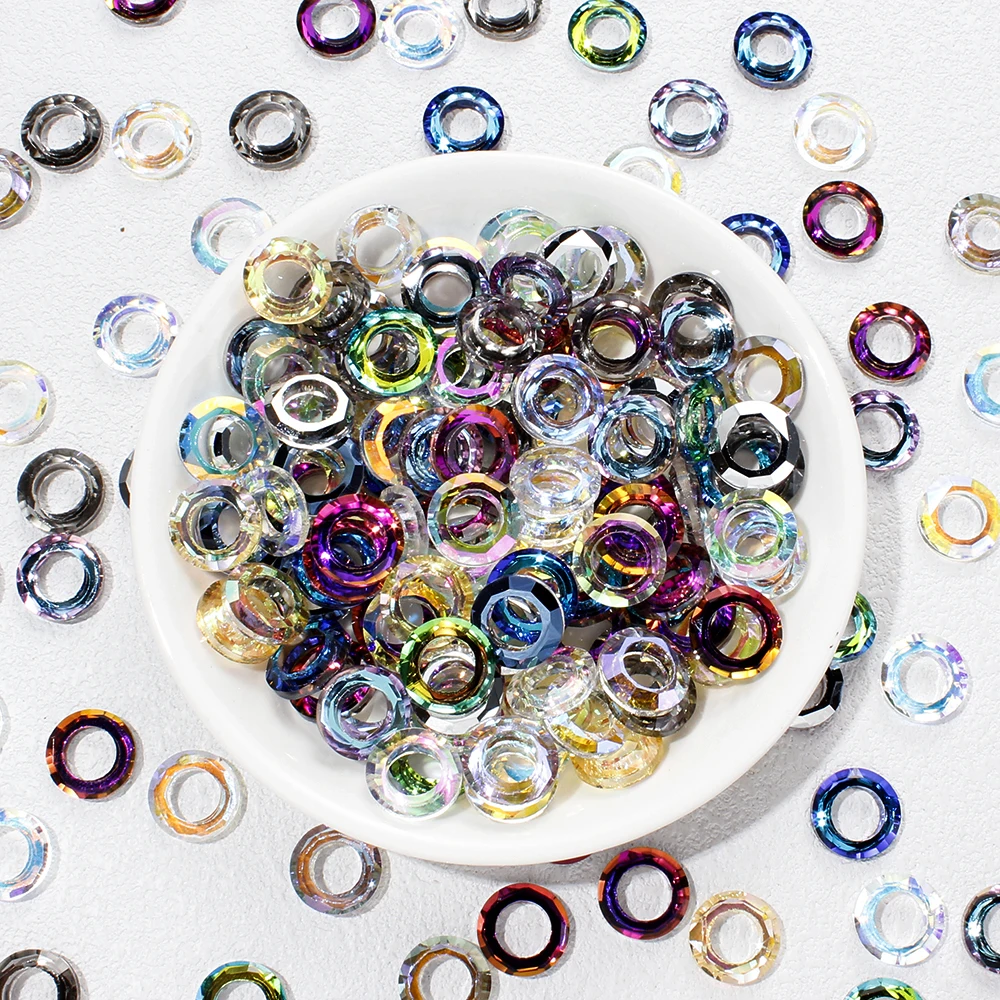 10Pcs 14/20mm Handmade Crystal Beads Colorful Transparent Round Rings Beads For DIY Pendant Necklace Bracelet Jewelry Making image 5