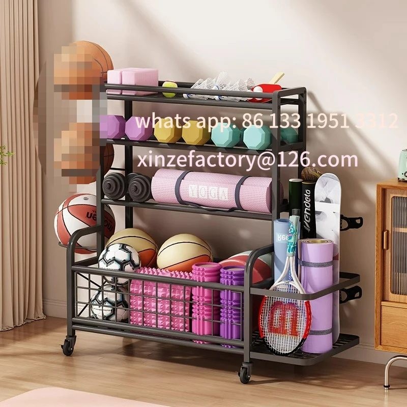 

Sports Equipment Storage Rack Household Movable Yoga Mat Soaking Shaft Dumbbell Storage Basket Fitness Products Shelf
