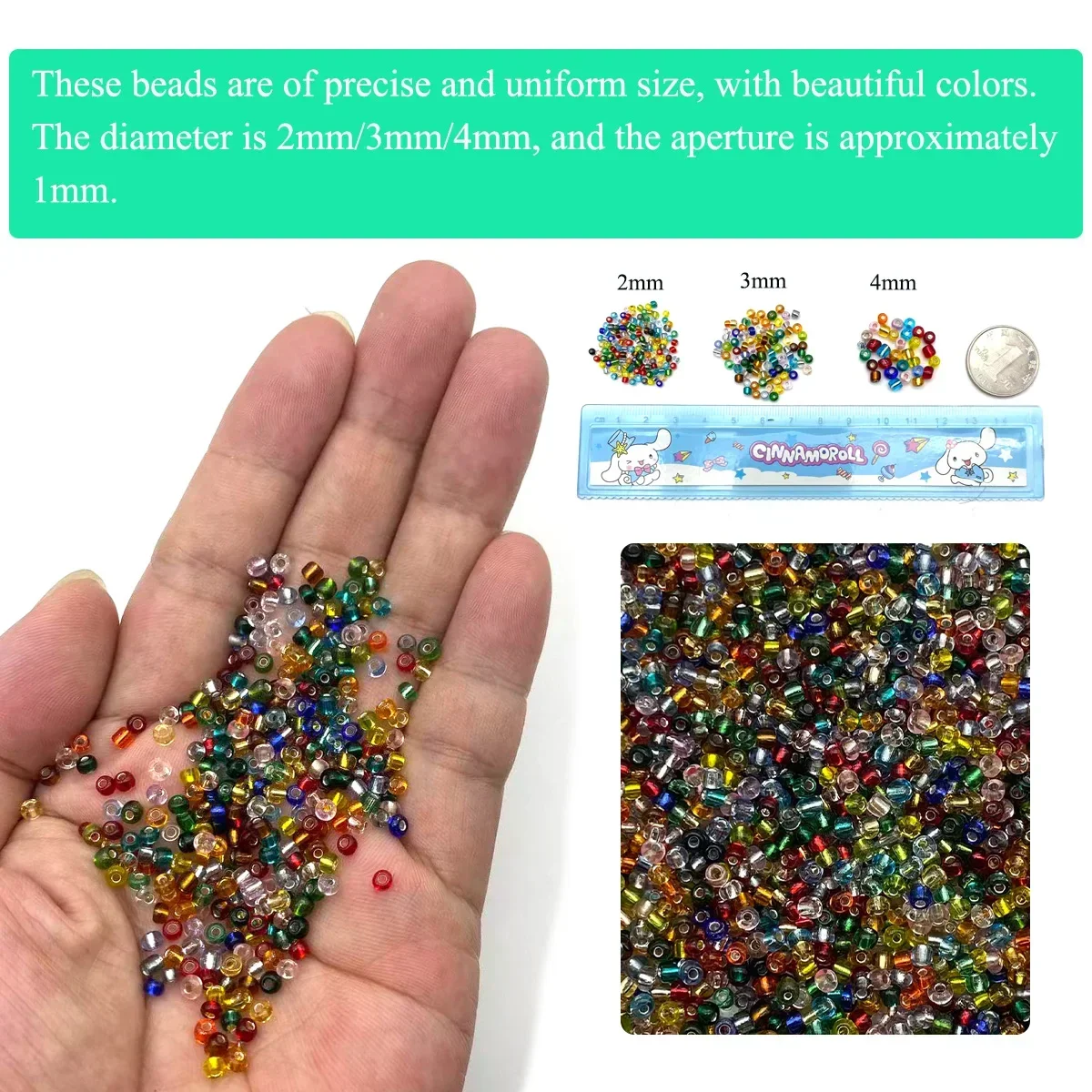 2/3/4mm silver coated glass rice beads Handmade DIY Hand String Hair Accessories Beads Cross stitch jewelry accessories material