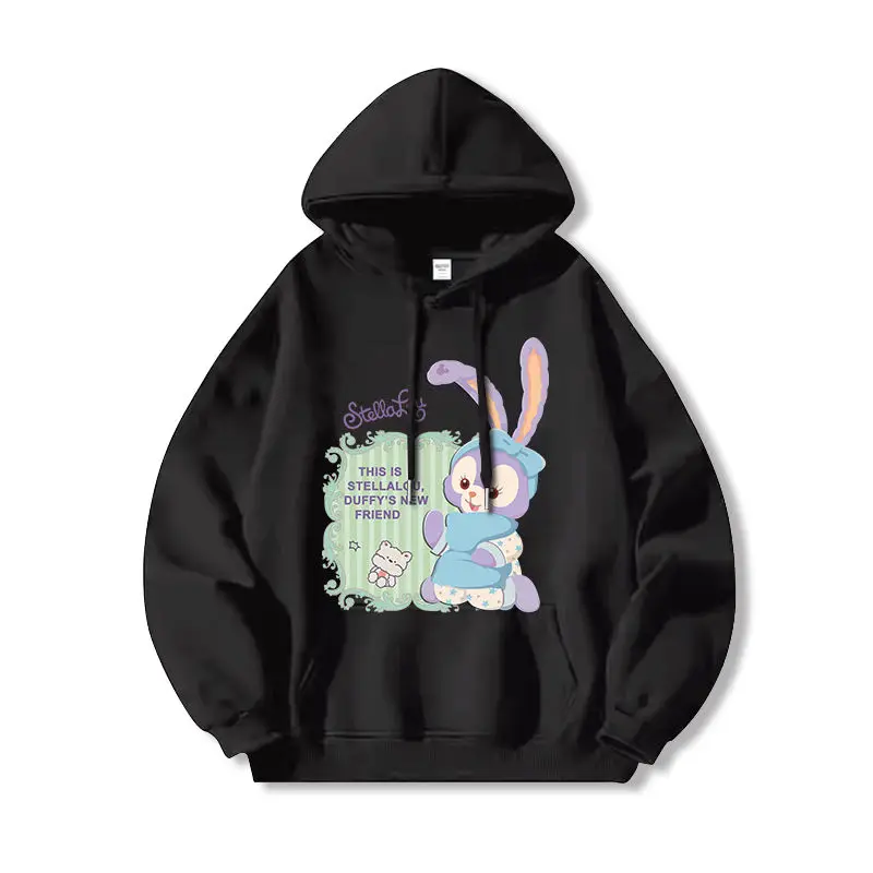 

Disney StellaLou Hoodie Women Cotton Fleece Pullover 2025 Autumn Winter Graphic Sweatshirt White Base Purple Rabbit Blue Outfit