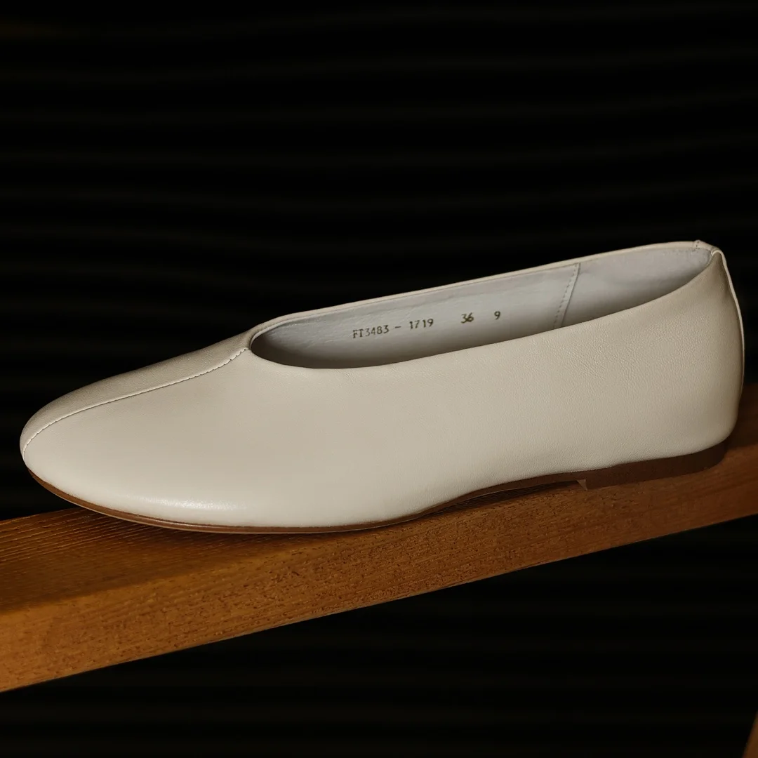 danxuefei plus size 34-42 women's sheepskin round toe slip-on ballet flats high quality soft comfort casual female ballerians