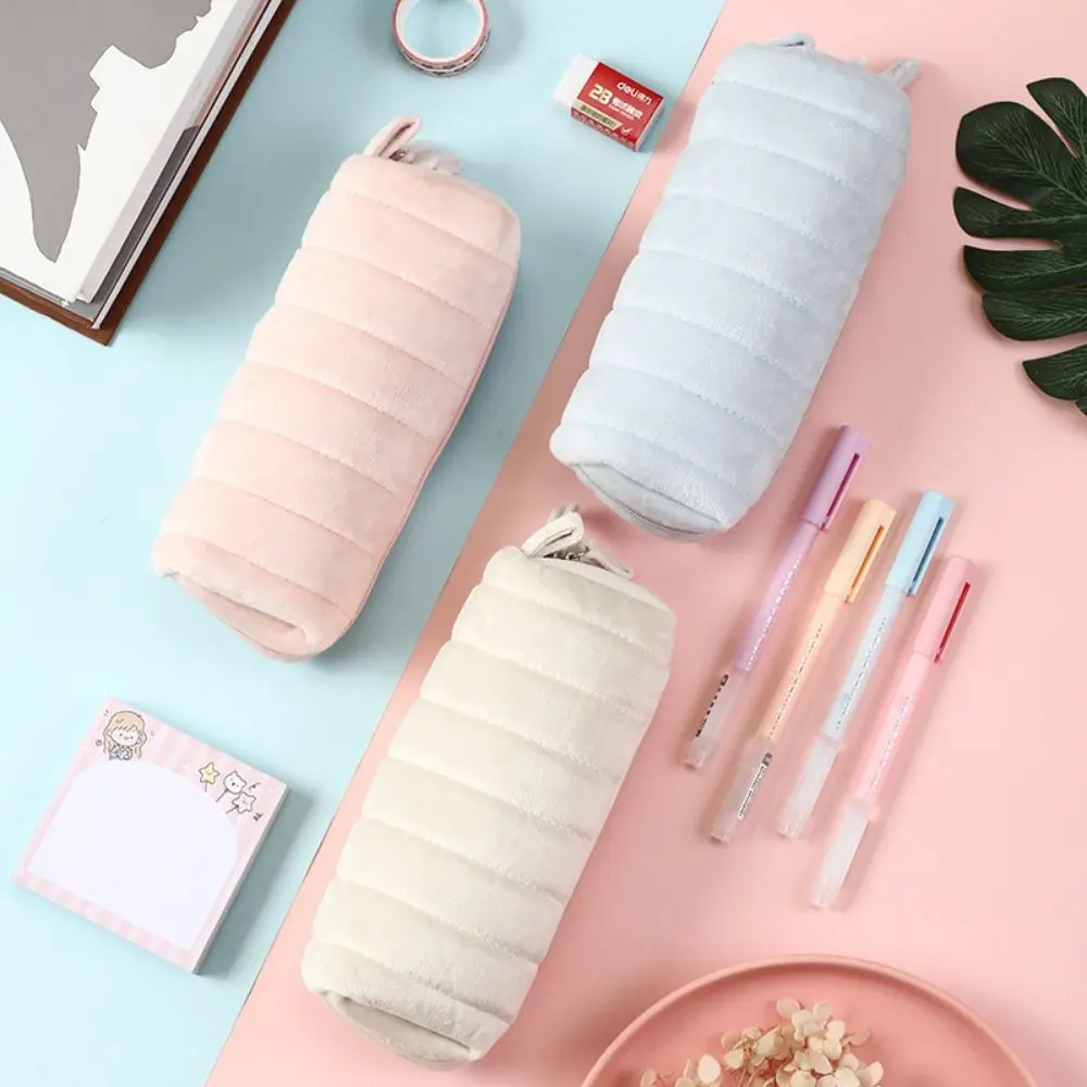 Kawaii Large Capacity Plush Pen Bag Bread Cloud Cloud Bread Pencil Case Creative 2 Layers Plush Storage Bag Kids Gift