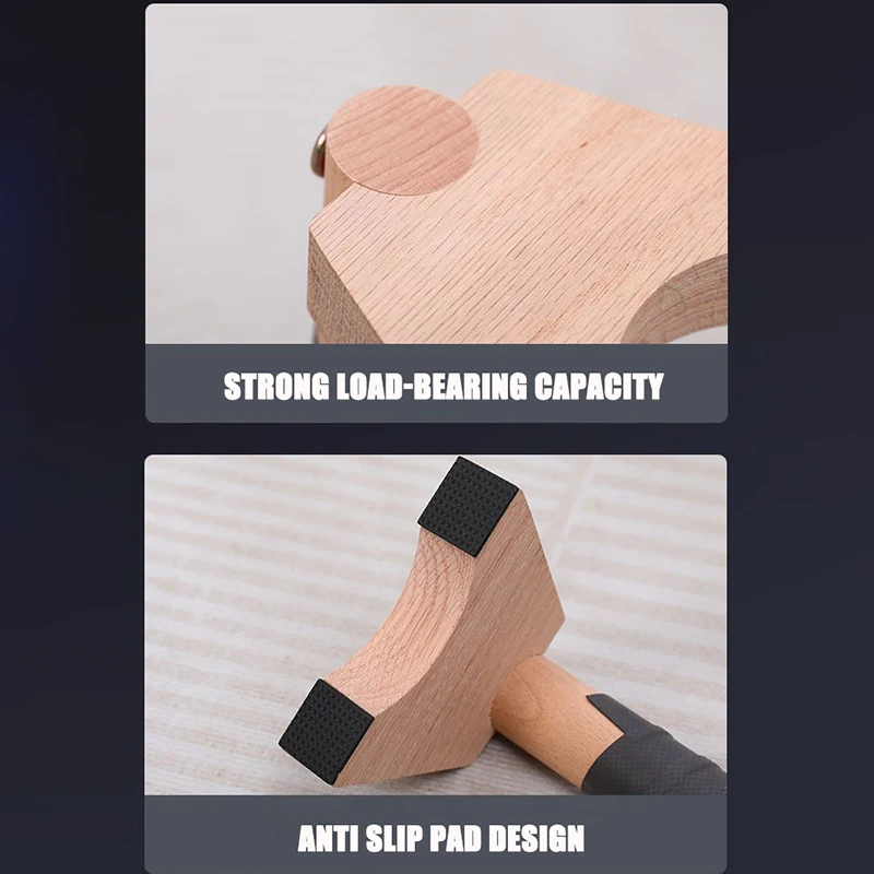 1Pair Wooden Push-up Stand Push Ups Rack Non Slip Parallel Rod Heavy Duty Push Up Grip Handle Push-up Bracket for Floor Workouts