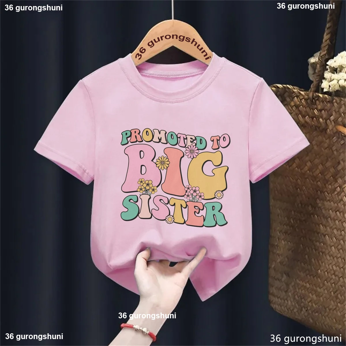 Big Sister Graphic Printed Tshirt Girls Kawaii Kids Clothes Sister Club Children'S Clothing Harajuku Shirt Solid T Shirt - view 3