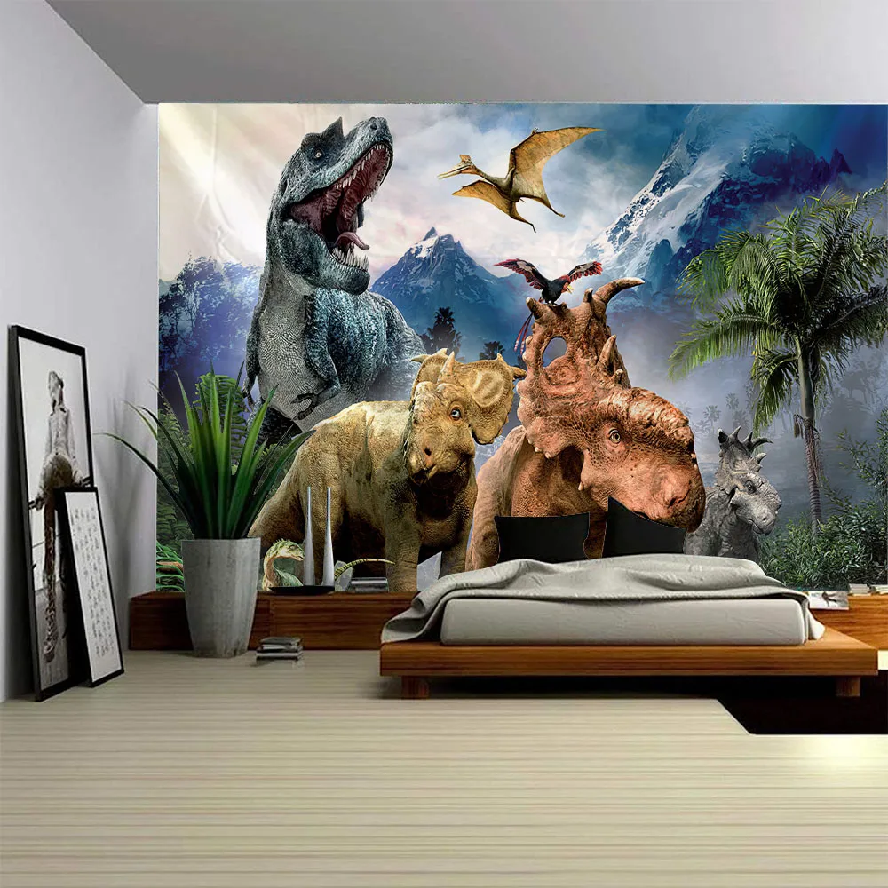 

Dinosaur Big Tapestry Forest Animal Wall Hanging Kawaii Home Decor Beach Towel Yoga Mat Blanket Kids Room Wall Decor Sheets