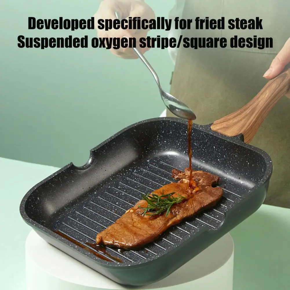 

Time-saving Cookware Nonstick Steak Skillet Grill Pan for Stove Tops Indoor Outdoor Square Griddle with Pour Spouts Versatile