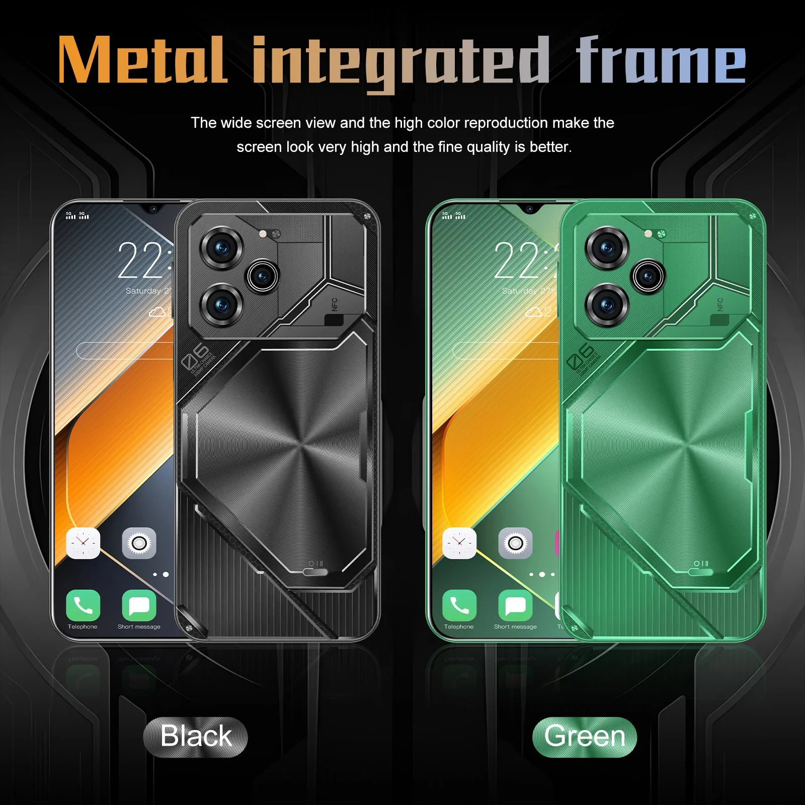 정품 포바 6 프로 스마트폰 5G 7.3 인치 HD 22G + 2TB 휴대폰, 듀얼 SIM 휴대폰, 50 + 108MP, 8000mAh, 안드로이드 14, NFC 잠금 해제