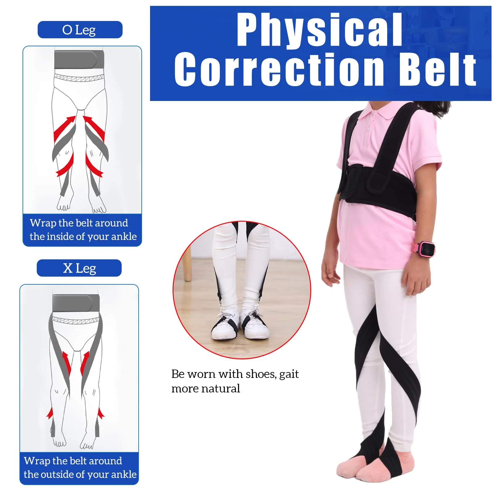 O/X Leg Type Correction Belt Leg Posture Corrector Band Bandage Unisex Teens O/X Legs Bandage Lightweight Pediatric Straighten