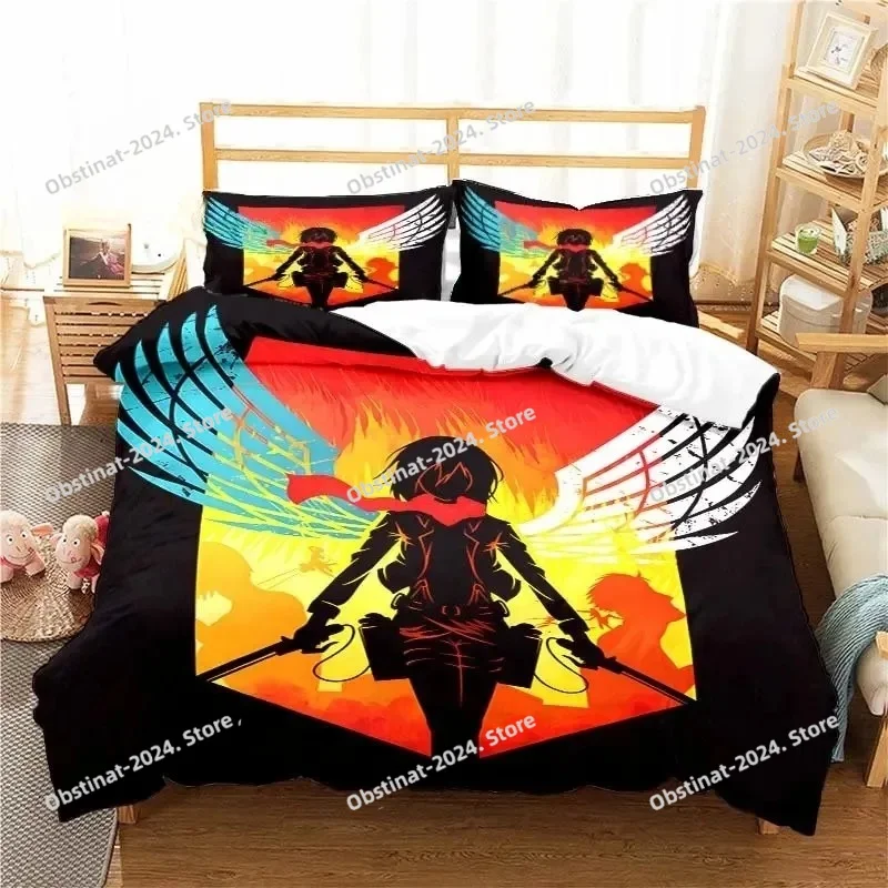 

Attack On Titan Duvet Cover 3D Exquisite Anime Cartoon Digital Print Bedding Set Comforter Bed Youth Home Decor Boys Gift