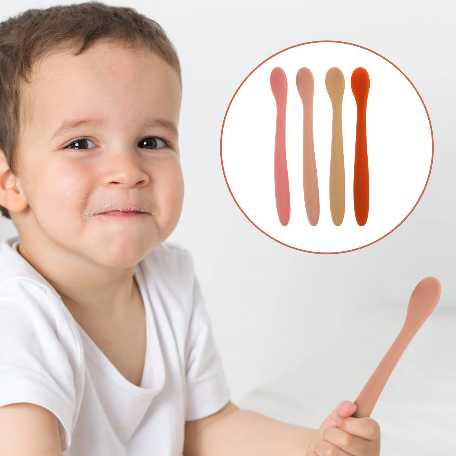 

4Pcs Silicone Baby Feeding Spoons Flexible Soft Training Toddler Utensils Food Scoops Baby Spoons Feeding Spoon