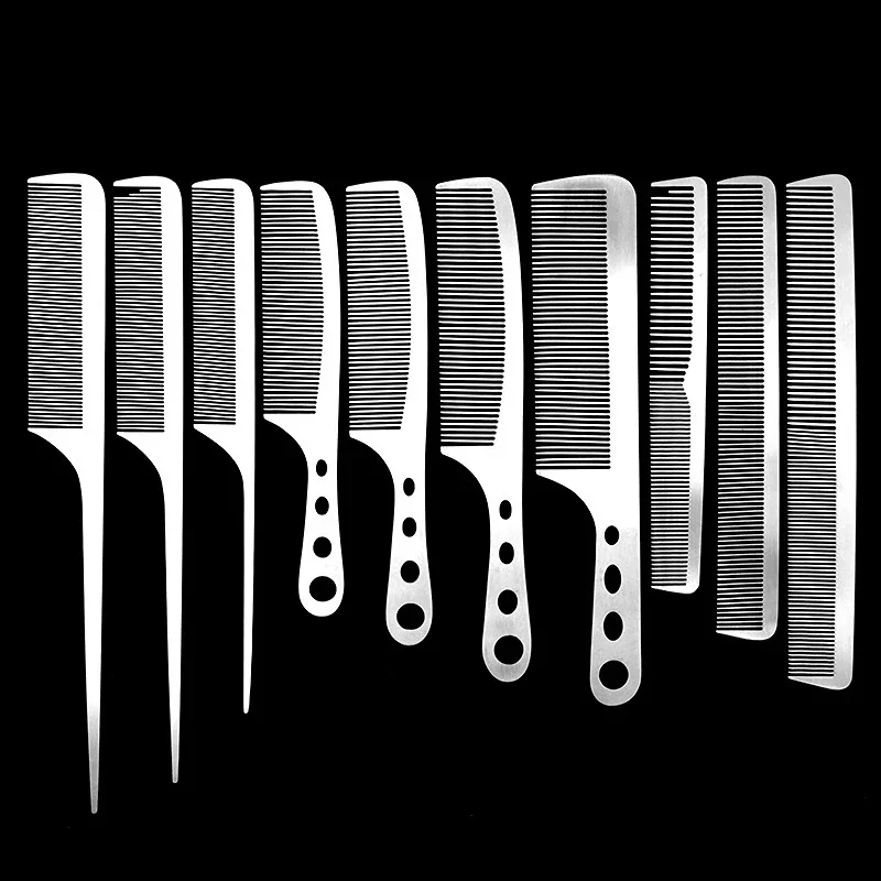 1Pc Ultra-thin Titanium Steel Hairdressing Comb Men Hair Styling Point-tail Combs Profissional Hairbrush Stainless Steel 2025New
