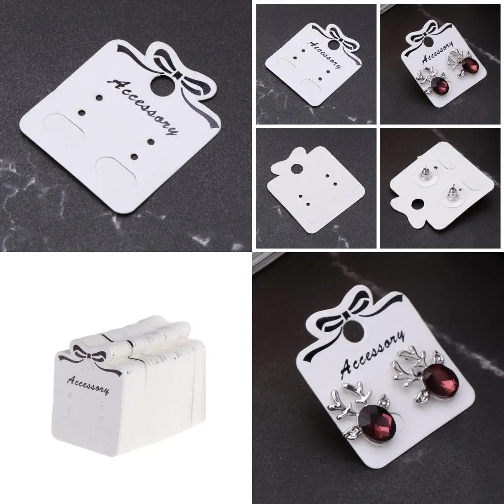 

J78F 100x Jewelry Cards Holder Hanging Holder Ear Studs Earring Display Cards 3.5x4cm