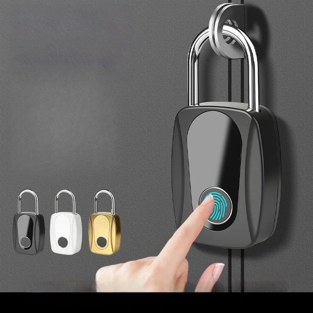 Waterproof Rustproof ABS Smart Fingerprint Padlock for Luggage with Type C Charging Port and 90 Days Battery Standby