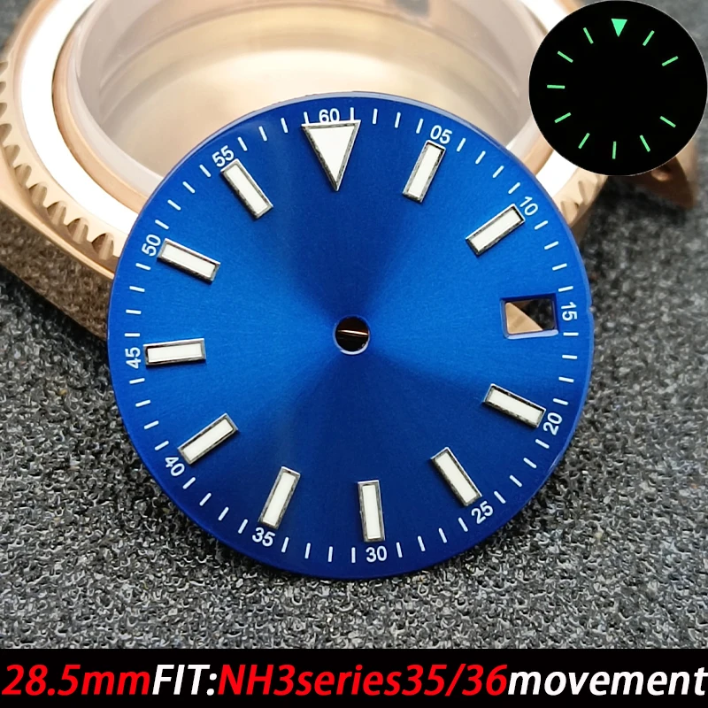 ملحقات قرص الساعة 28.5 ملم قرص مضيء بتقويم عالي الجودة لقطع غيار ساعة الحركة NH35NH36
