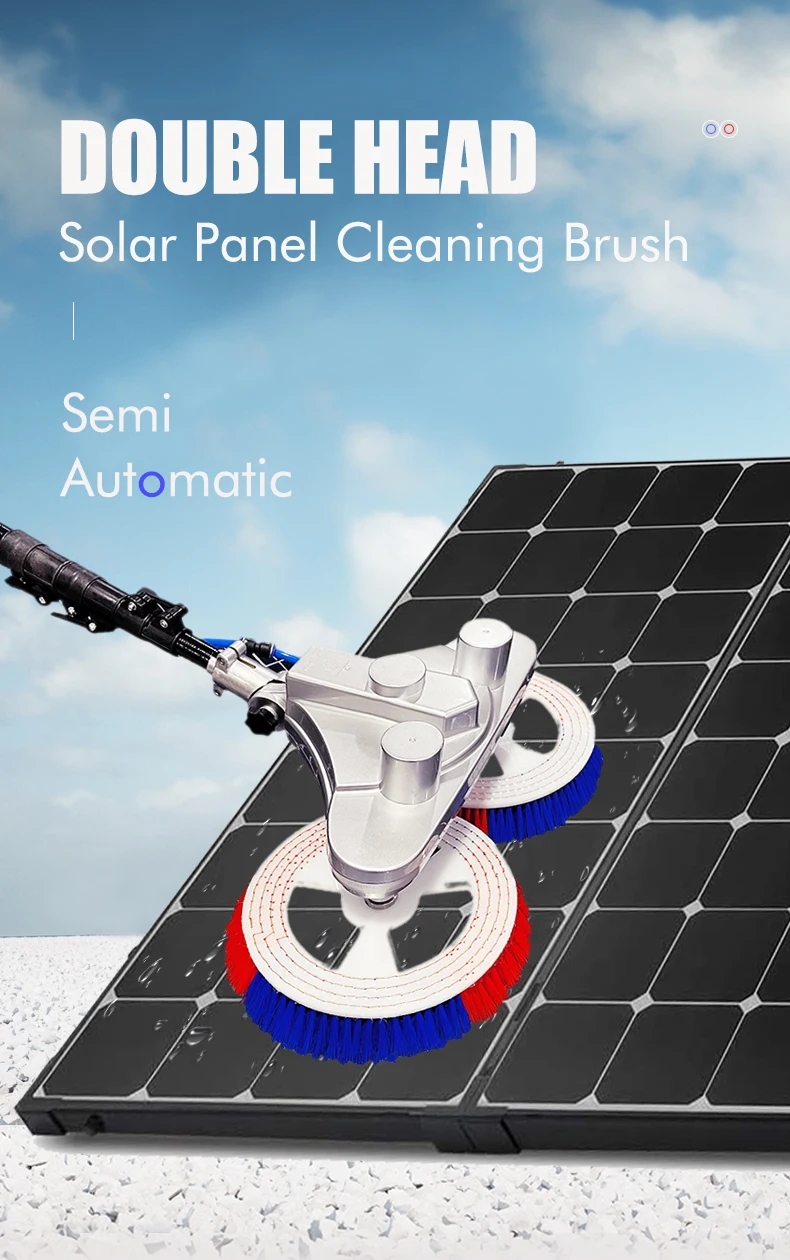 2024 Solar Panel cleaning Tool Photovoltaic Double Head Automatic Roof Water Brush Window Cleaner Special with Power Converter