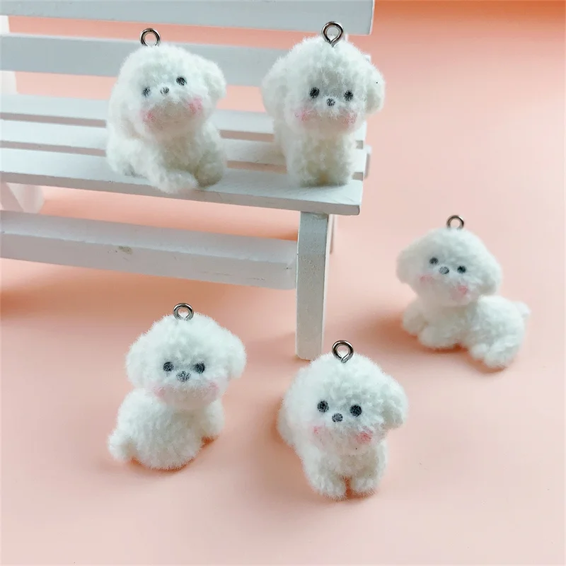 Lot de 30 Pièces de Poupées en Résine en Forme de Chien de Compagnie, Style Hiver 2024, Couleur Blush, Dessin Animé, Perles, Bijoux DIY, Chaîne Continent, Pendentif, Accessoire