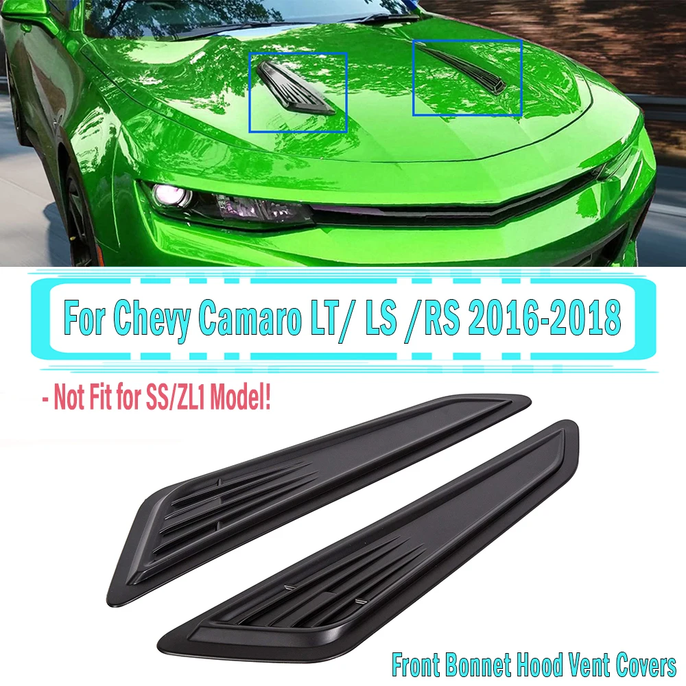 2pcs For Chevy Camaro 1LT/ LS/RS 2016-2018Car Front Engine Hood Vent Sticker Bonnet Air Intake Decorative Panel Cover Accessory