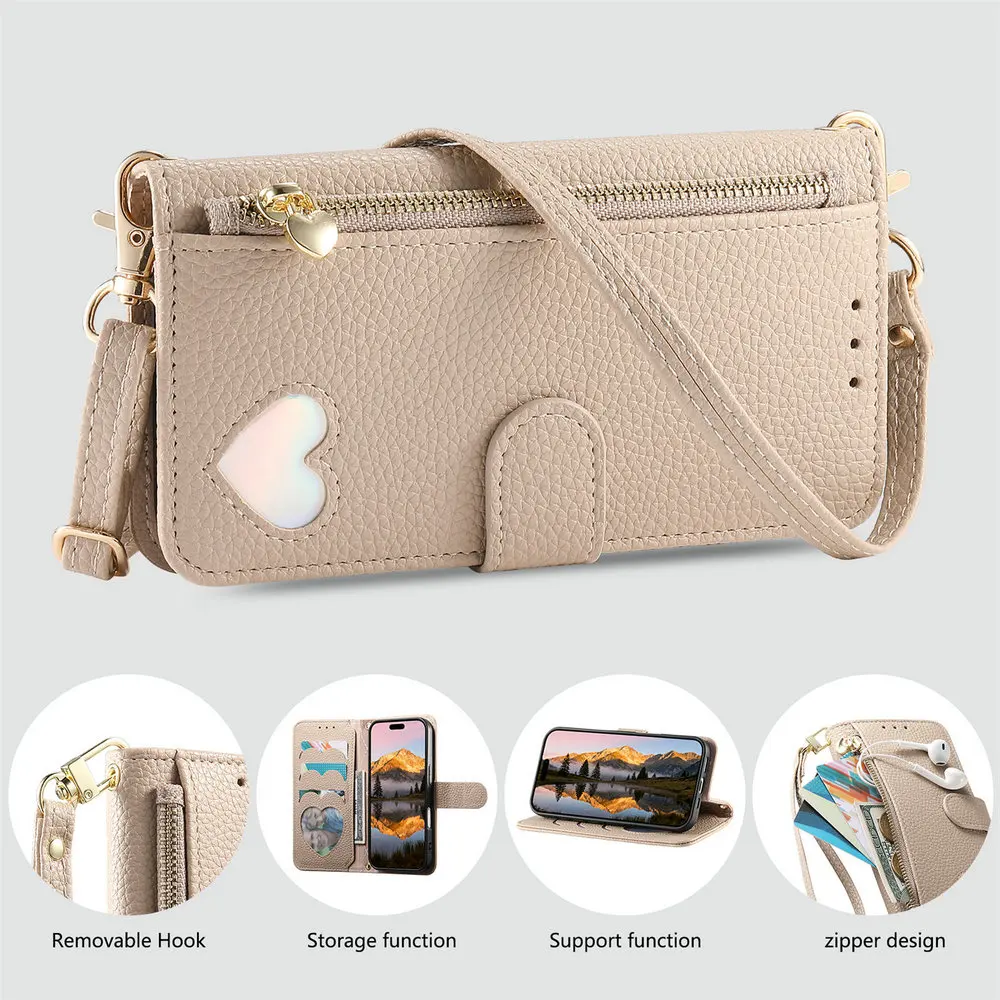 

S25 S24 S23 S22 S21 Ultra 5G Crossbody Zipper Leather Wallet Case For Samsung Galaxy S25 Edge S24 FE S23 S22 S 21 25 Plus Cover