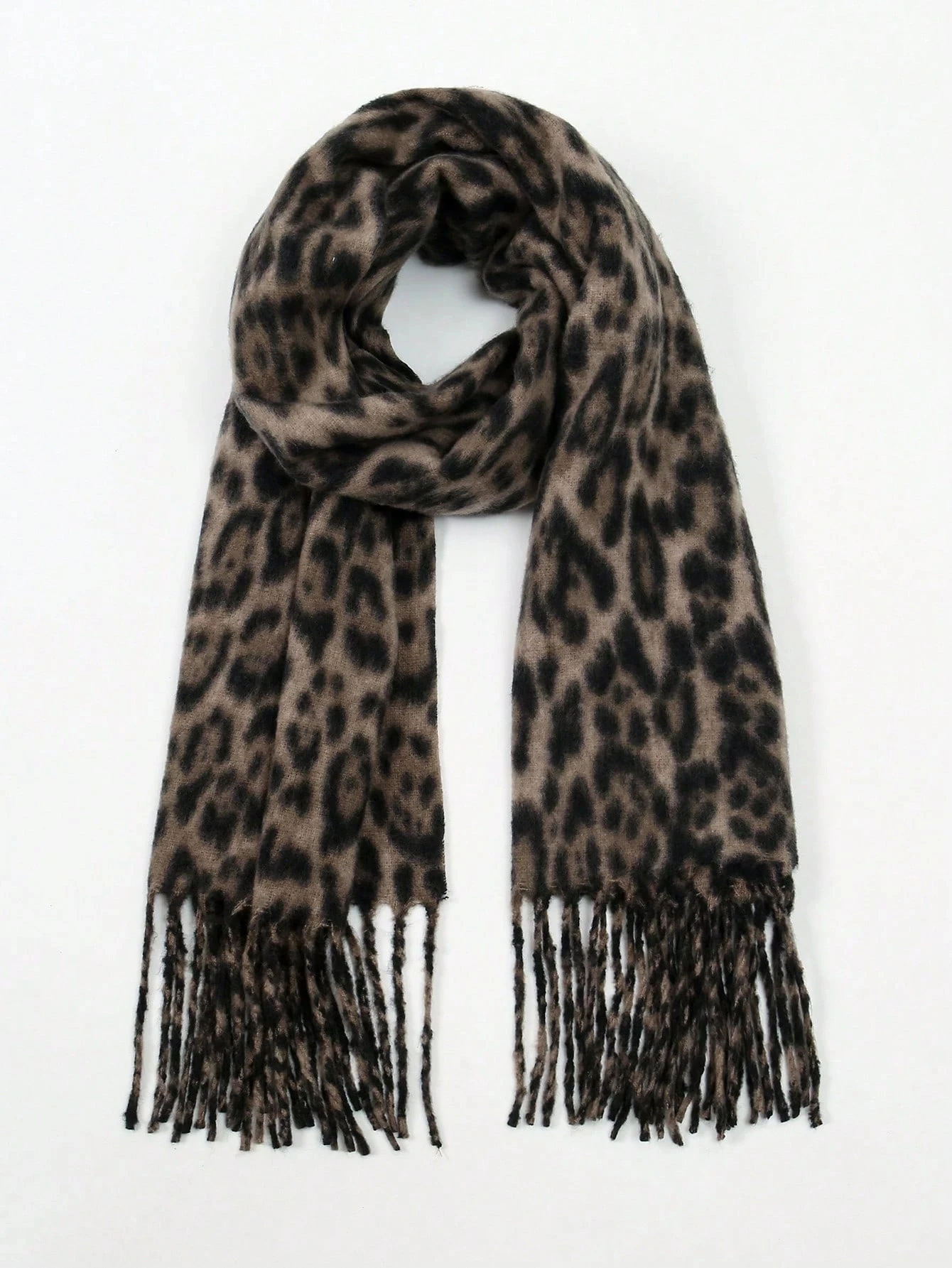 1PC Fashion Leopard Print Warm Women's Dark Brown Scarf Shawl Thick Bohemian Autumn Winter Wraps Scarf Suitable for Daily Wear image 3