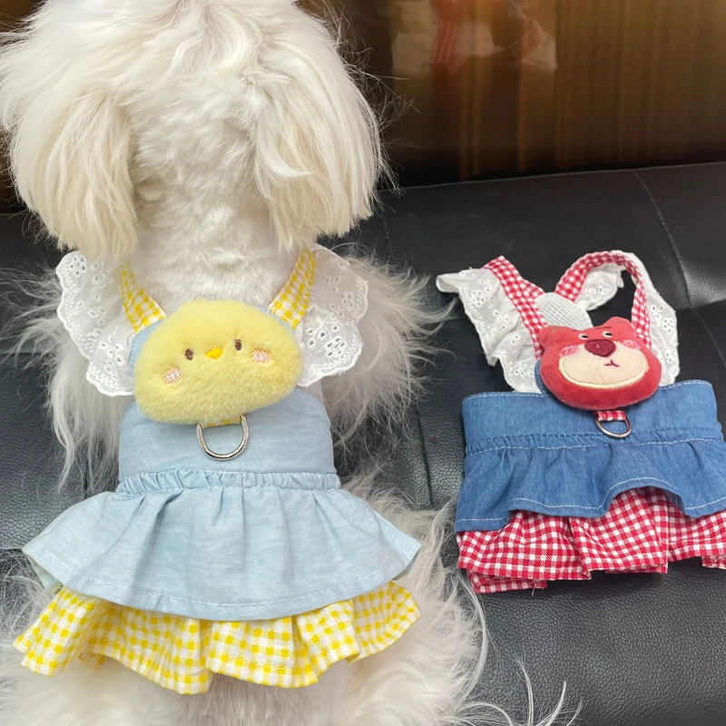 Lace Pet Apparel Harness Dresses For Little Small Dogs Puppy Animal Princess Bichon Pomeranian Summer Autumn Cat Denim Skirts