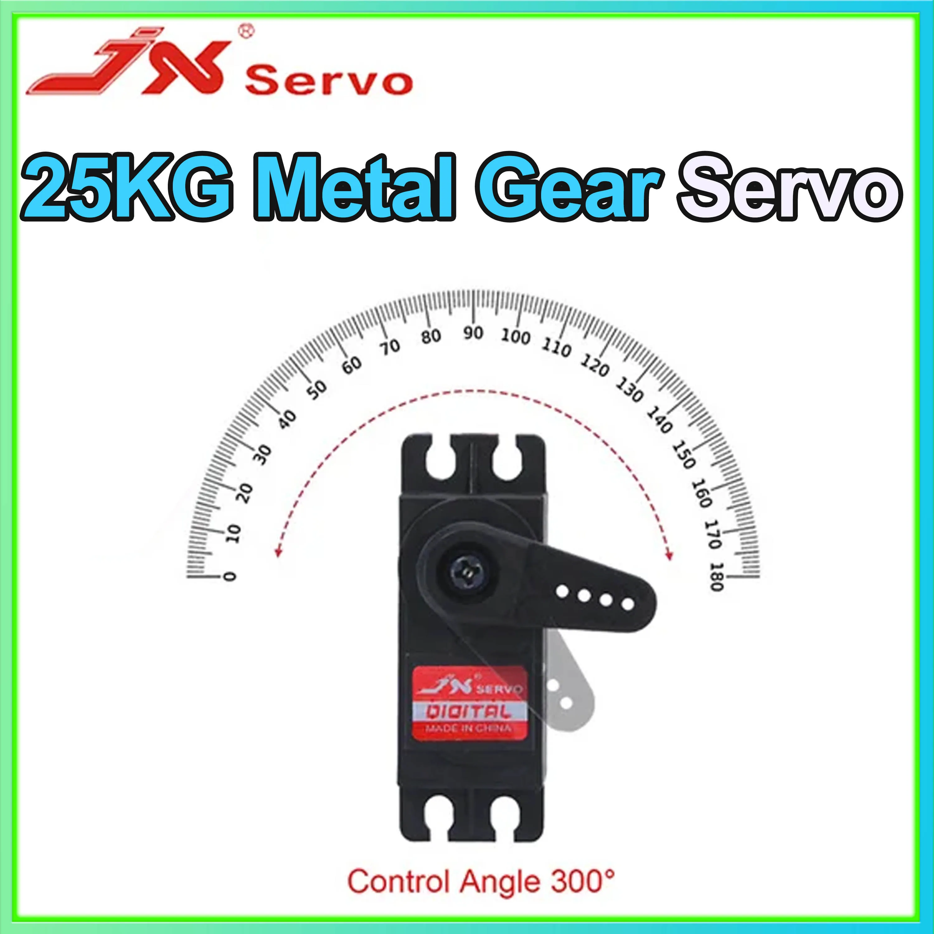 

JX PDI-6225MG 25KG Metal Gear Digital Standard Servo 300 Degree Brushless Motor High Torque for RC Car Robot Model Accessories