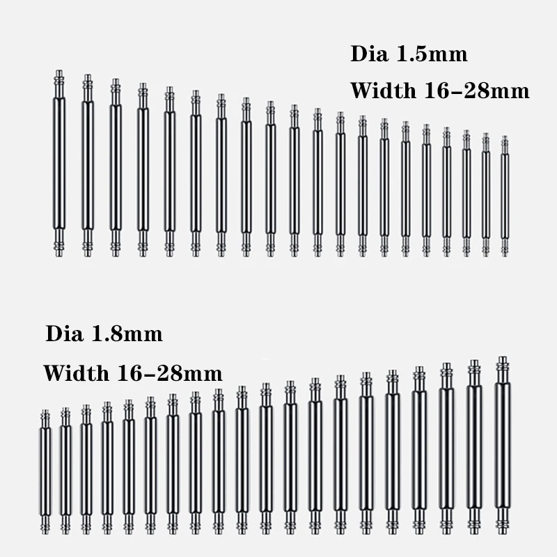 20pcs Dia 1.5mm/1.8mm Strap link Pins Spring bars Width 16mm to 28mm watch strap watch buckle link replace tools