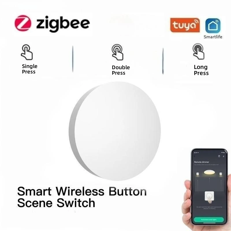 

Tuya ZigBee Smart Push Button Scene Switch Wireless Remote Control Smart Home Multi-scene Linkage Switches Zigbee Gateway Need