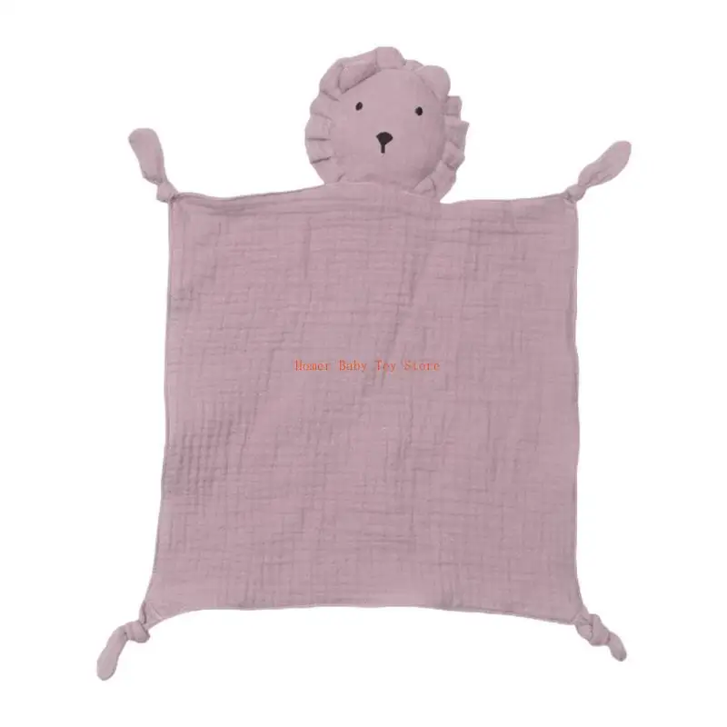 

J0PF Baby Soothe Blanket Soft Gauze Bibs Teether Burp Cloth Gift Lion for Doll Appease Towel Comfort Sleeping Cuddling T