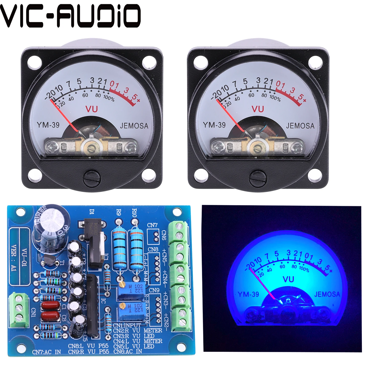 35Mm Panel Vu Meter 500VU Met Groene Achtergrondverlichting Geluidsdruk Meter + Vu Level Audio Meter Driver Board Dc/Ac 6-12V Input