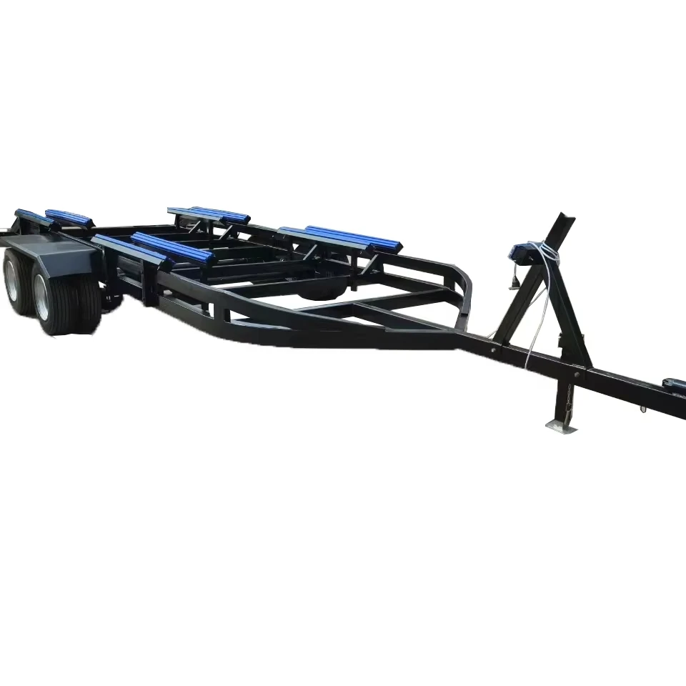

Aluminium Rib Boat Lift Trailer With Motor 13 Tons Strip Stainless Steel Folding Boat Rollers Kayak Trailer