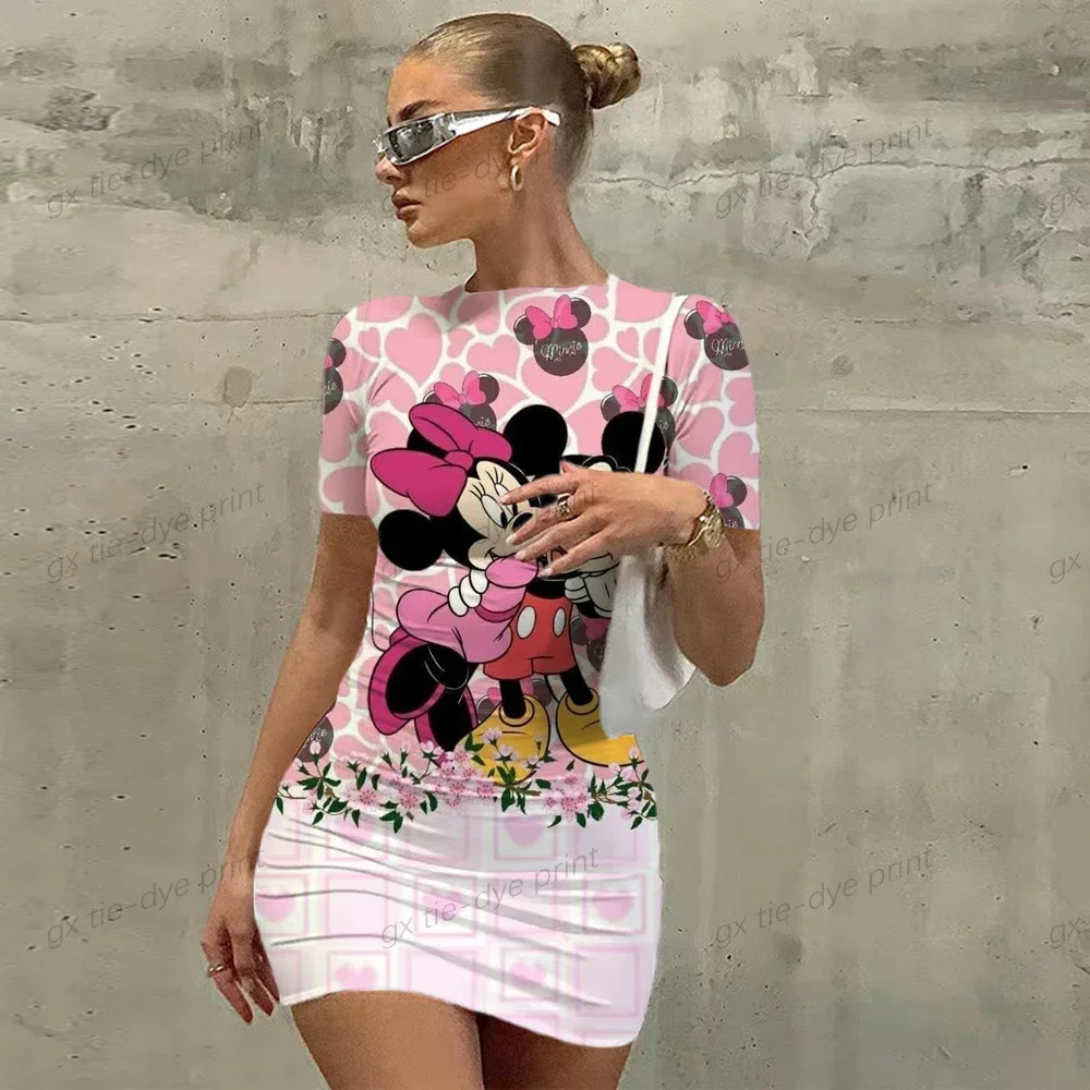 

2023 Summer Disney Minnie Mickey Mouse Dress Women's Tank Top Bodycon Mini Club Dress Dresses Casual Elegant Sheath Slim Dress