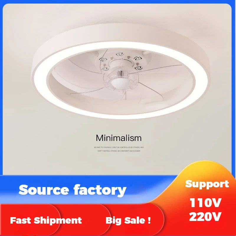 

110V 220V 50CM Modern Ceiling Fan Led Light Dimmable Bedroom Living Room Ceiling Fan Lamp Acrylic Decor Adjustable 6 Level Speed