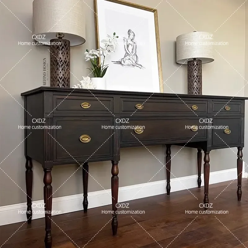 American Style Entry Chest Modern Simple Medieval Entrance Table French Retro Cabinet Black Light Luxury Dining Side Cabinet