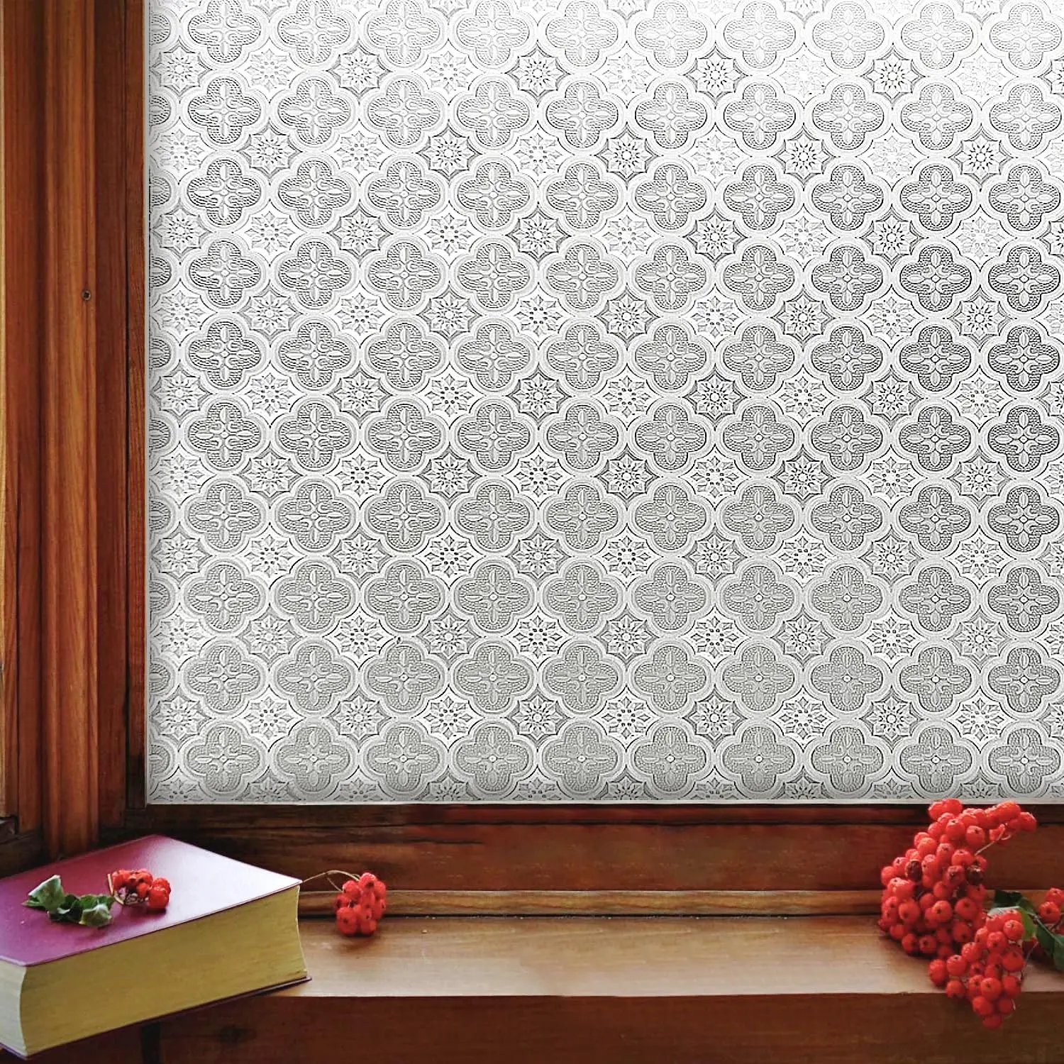 Sichtschutzfolie für Fenster, dekorative Buntglasfolie, statisch haftende, mattierte Sichtschutzfolie, Sichtschutzfolie, wärmeblockierend, UV-Verdunkelung
