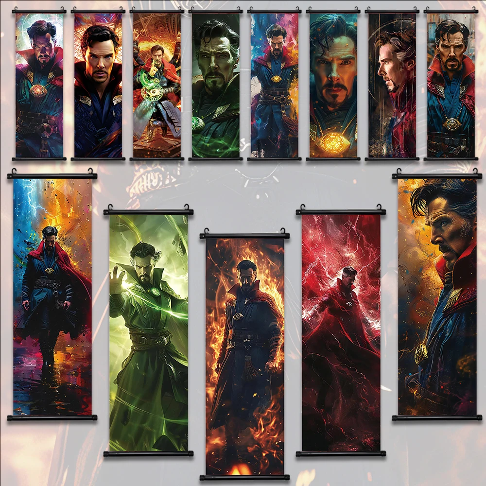 Marvel Doctor Strange Movie Hanging Scroll Poster Wall Artwork Canvas Painting Home Decoration The Avengers Decor Wallpaper Gift