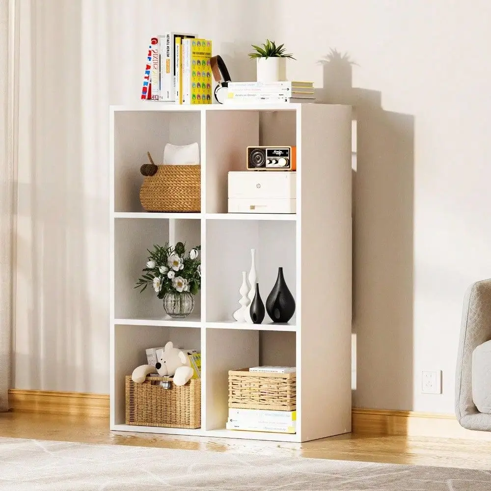 

Wood Cube Storage Organizer With Open Back And Removable Back Panels, 11In White Cube Storage Bookshelf, Cubicle Shelf Bookcase