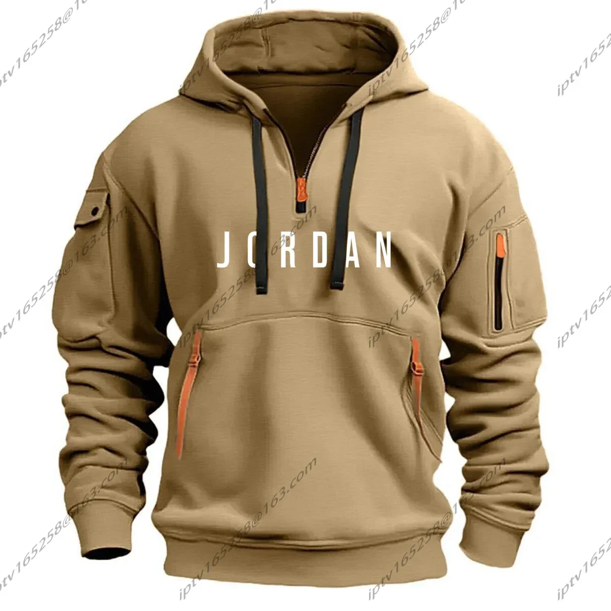 Hoodies masculinos para outono e inverno, novos moletons, pulôveres com vários bolsos, casacos masculinos de manga comprida, tops, moletom casual com capuz