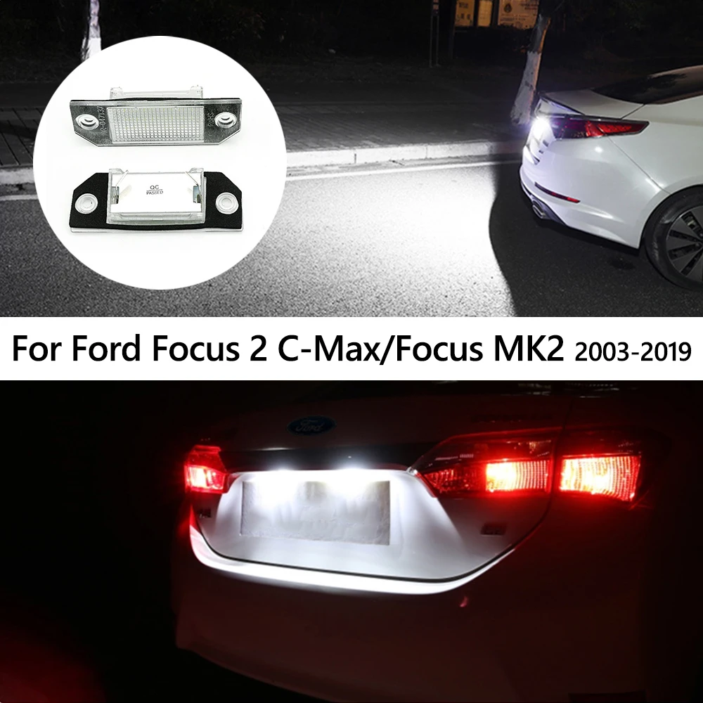 

2x Car Number License Plate Light for Ford C-Max Focus 2/Ford Focus MK2 2003-2019 Tools-free installation Lamps Auto Accessories